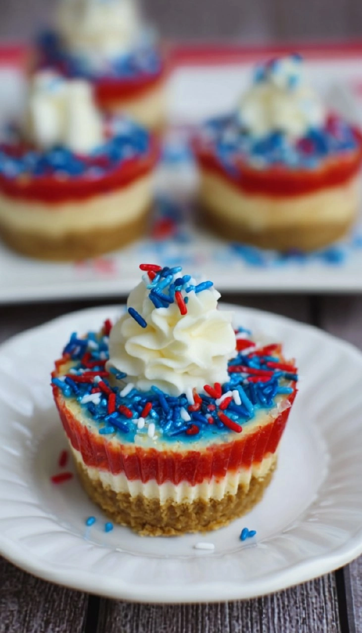 Red, White and Blue Mini Cheesecakes