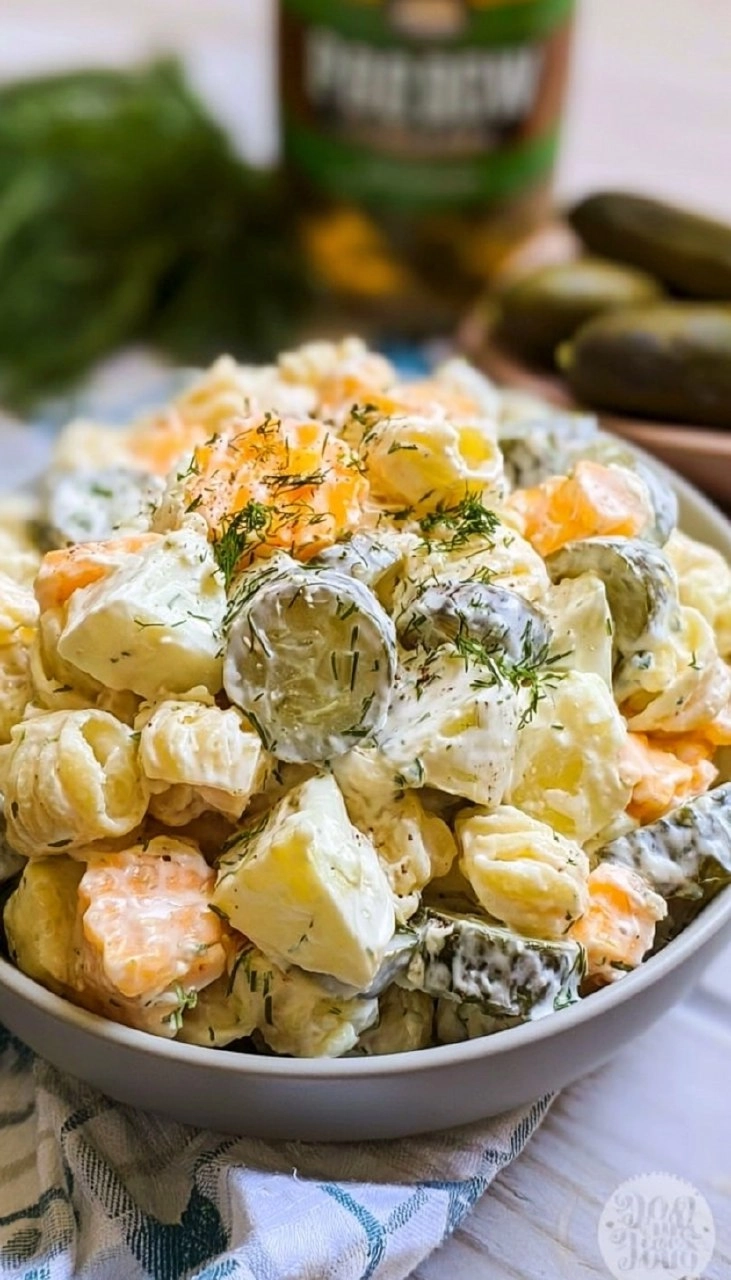 Creamy Dill Pickle Pasta Salad