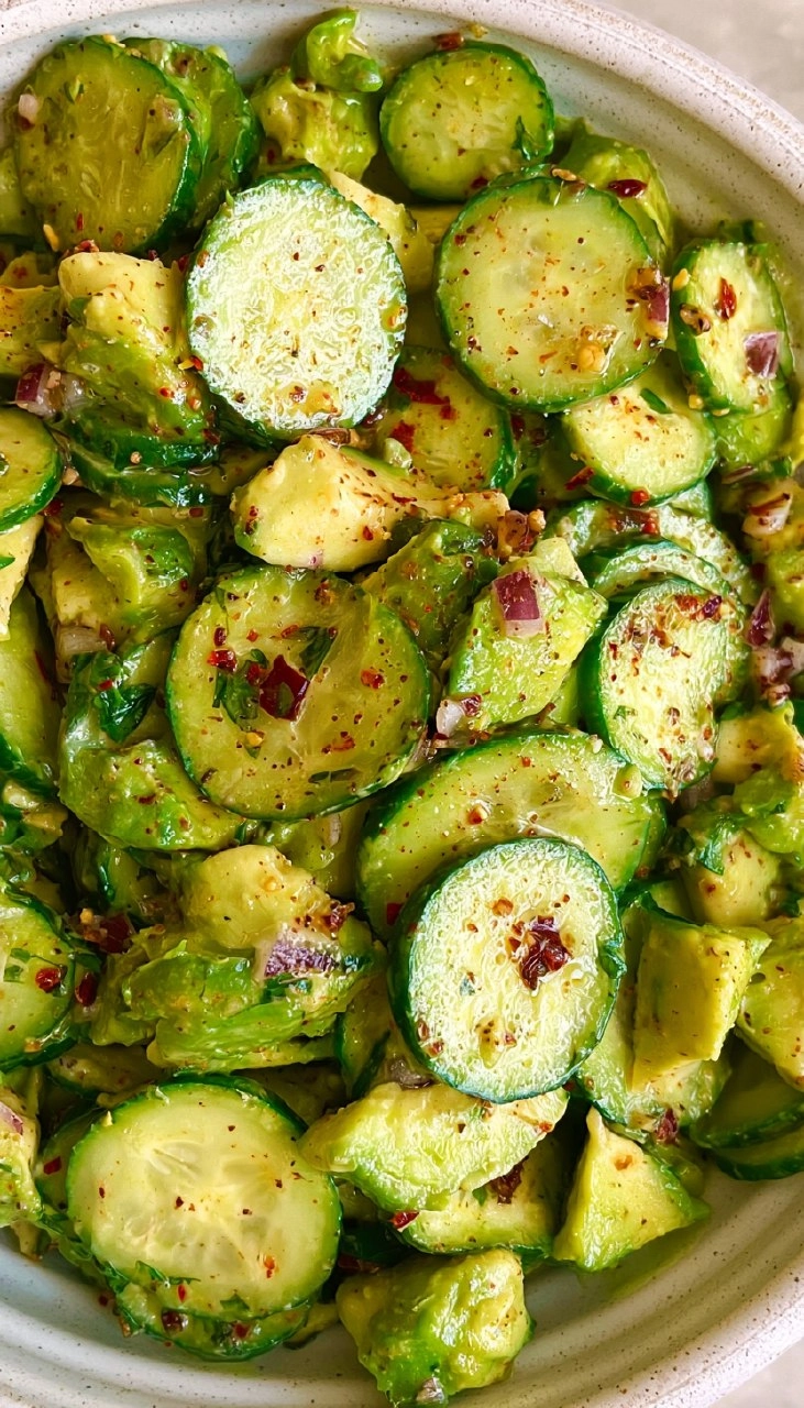 Cucumber Avocado Salad (Creamy, and Ready in 10 minutes)