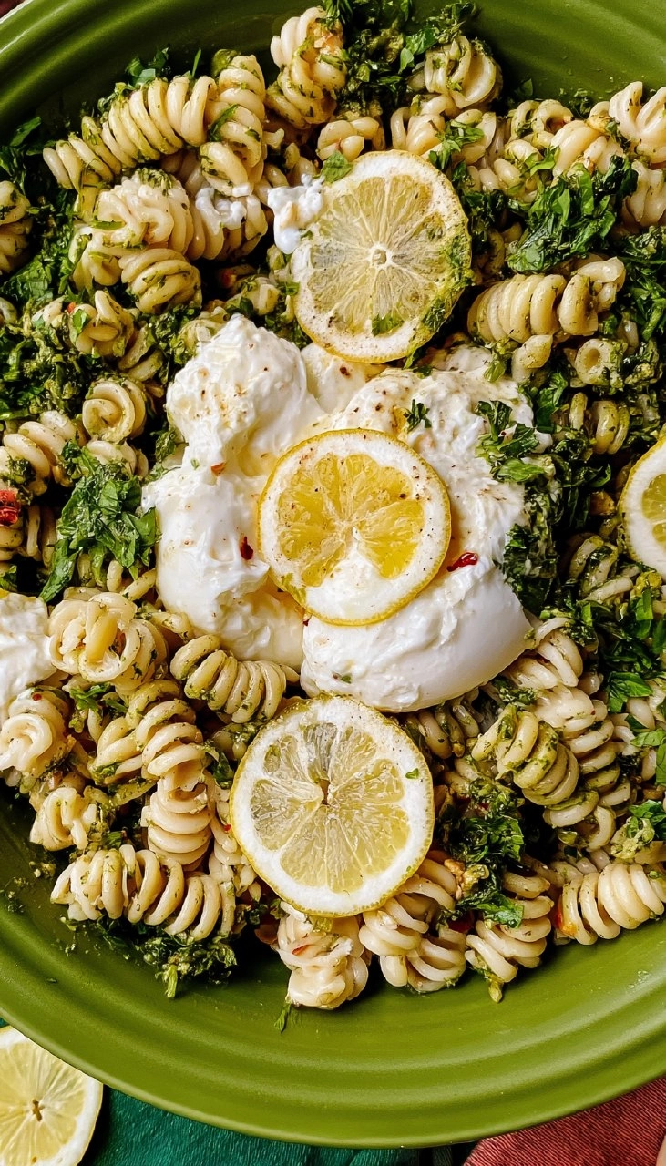 Lemon Herb Pasta Salad with Burrata