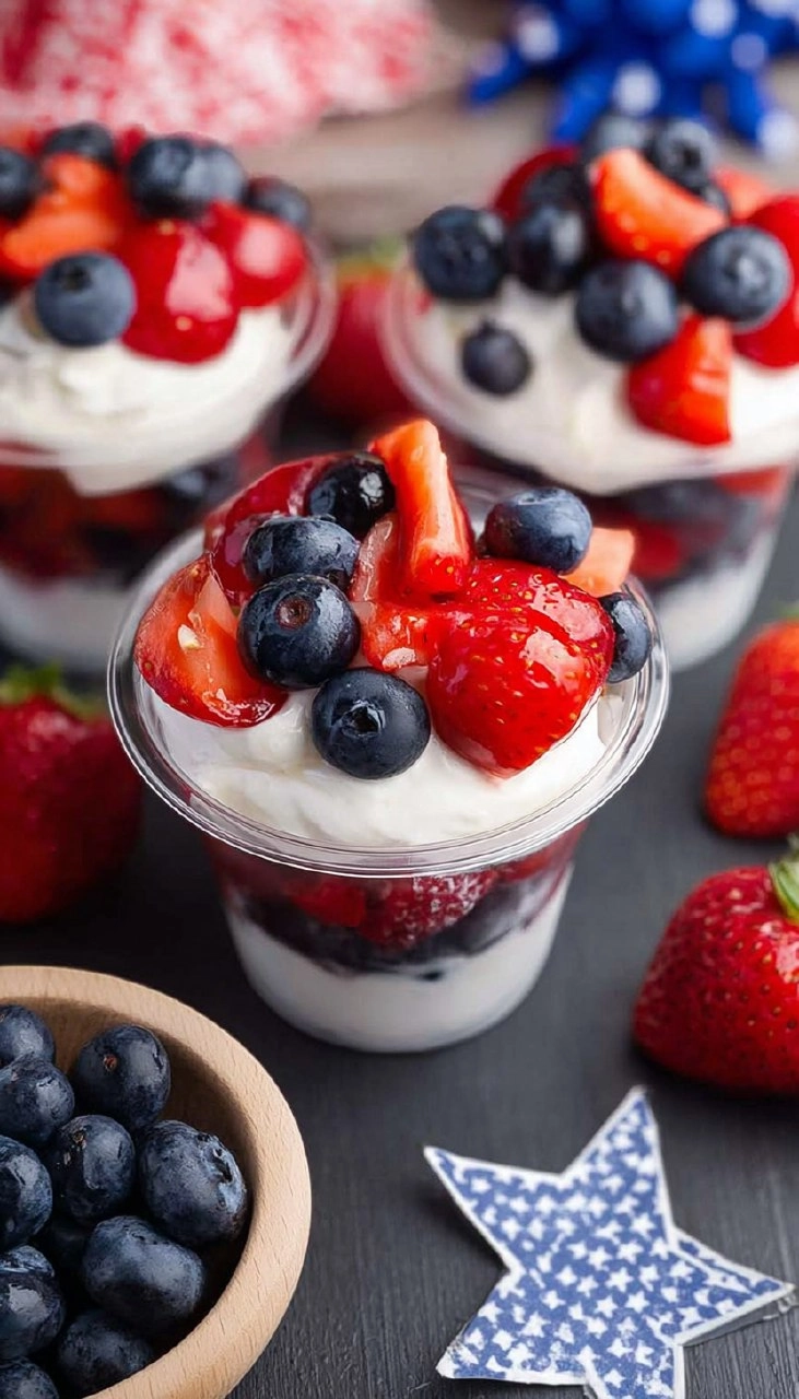 Red, White and Blue Fruit Cups