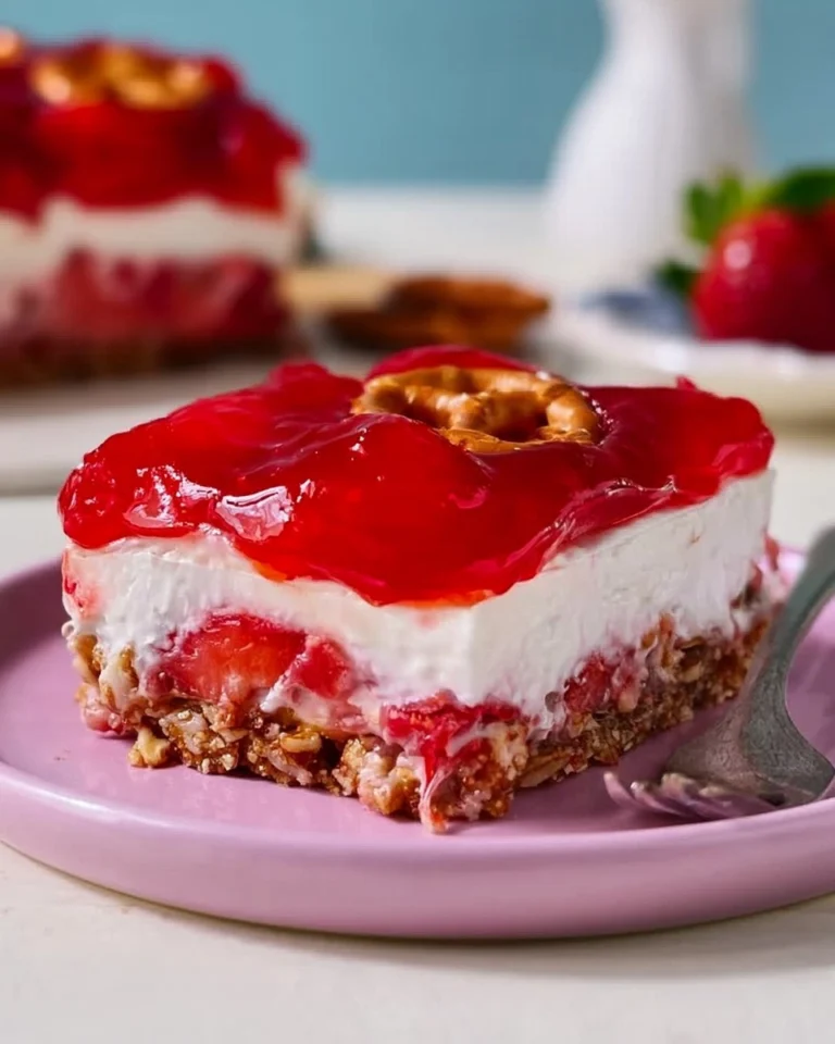 Strawberry-Pretzel-Salad-Sweet-No-Bake-Potluck-Dessert-Recipe
