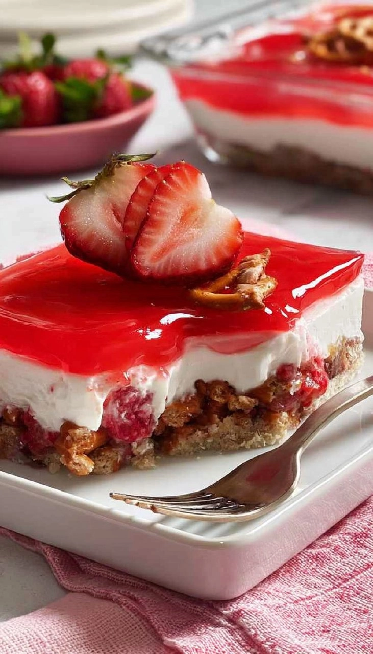 Strawberry Pretzel Salad | Sweet No-Bake Potluck Dessert