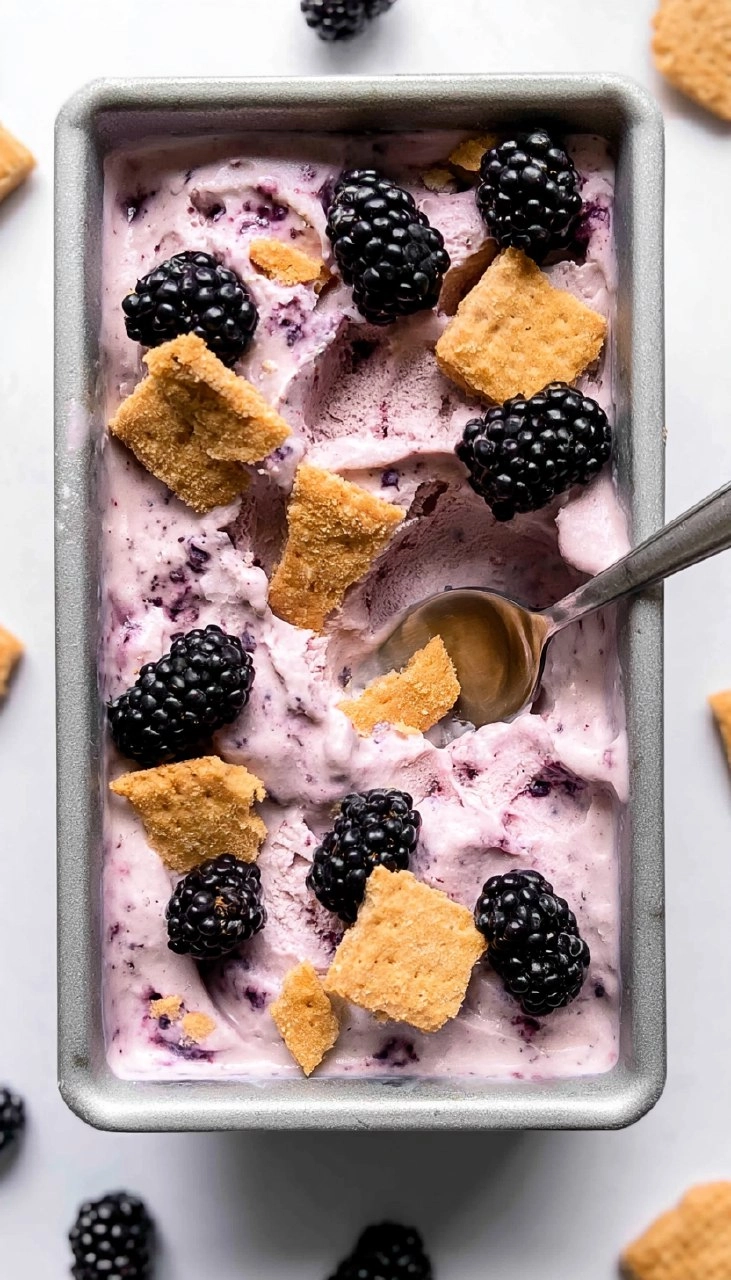 Blackberry Cheesecake Cottage Cheese Ice Cream